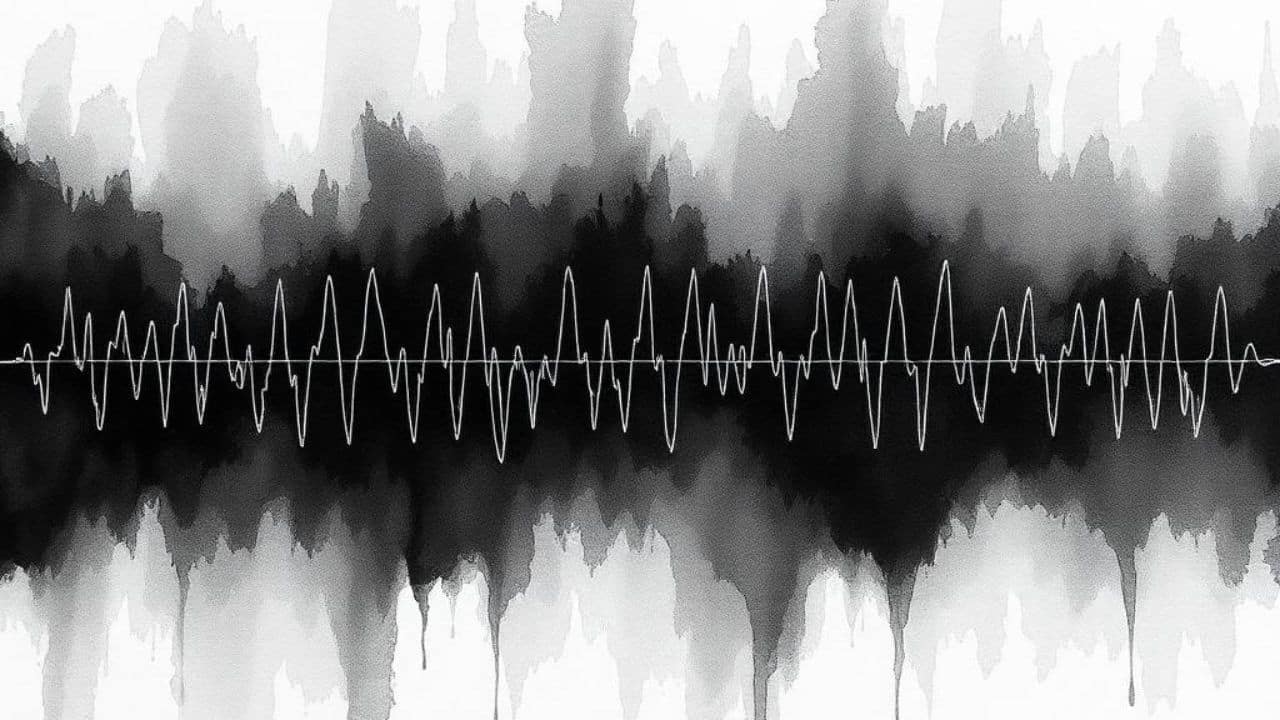 A monochrome watercolour of a seismogram